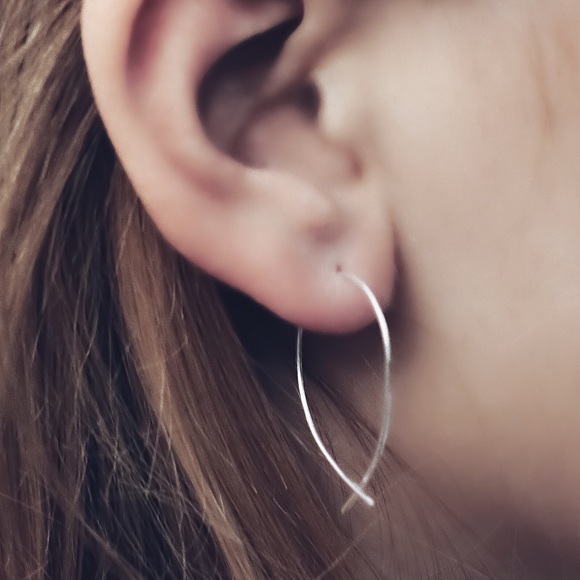 Handcrafted Inverted Upside Down Hoop Earrings - Picture 1 of 3